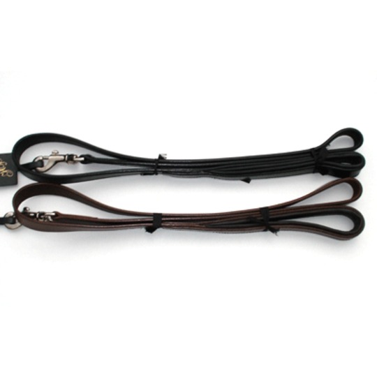 Hondenlijn Leer Havanna Extra Breed Nikkel. Mooie hondenlijn, 2.5cm breed, nikkel fournituren.