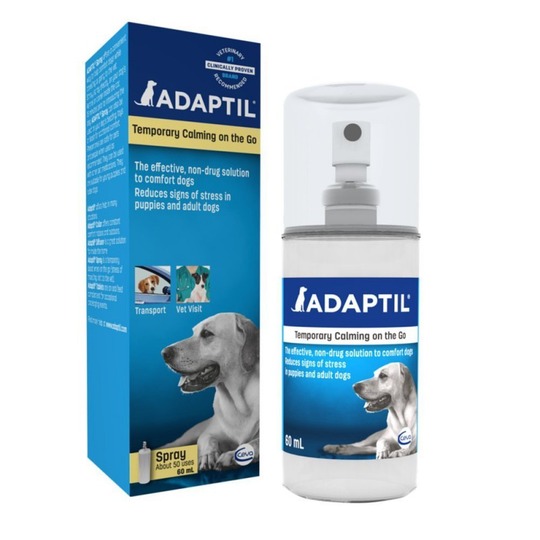 Adaptil Spray 60ml. Voor een rustgevende werking in specifieke omgeving als kennel, bench, hok etc.