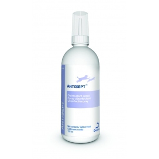 Dechra Antisept 100ml. --- Desinfecterende oplossing, antibacterieel, antischimmel en vieze smaak.