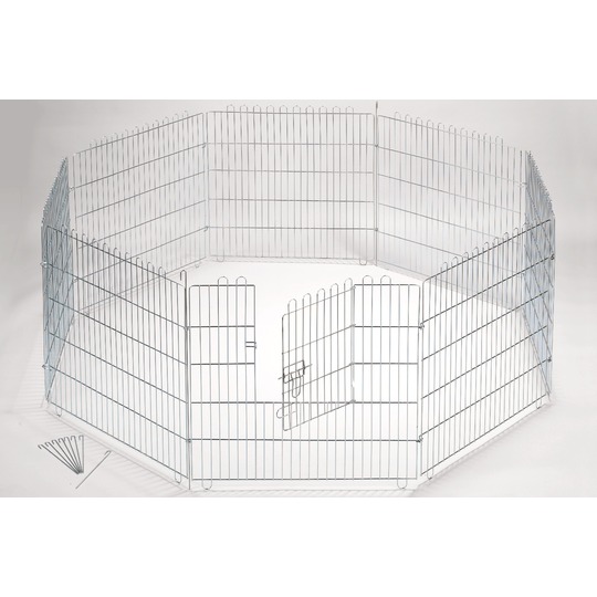 Metalen Buitenverblijf Extra Hoog. Buitenverblijf voor puppy's en kleine hondjes.