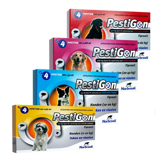 Norbrook Pestigon Spot-On Hond. --- Ter bestrijding van vlooien en teken op honden. met Fipronil.
