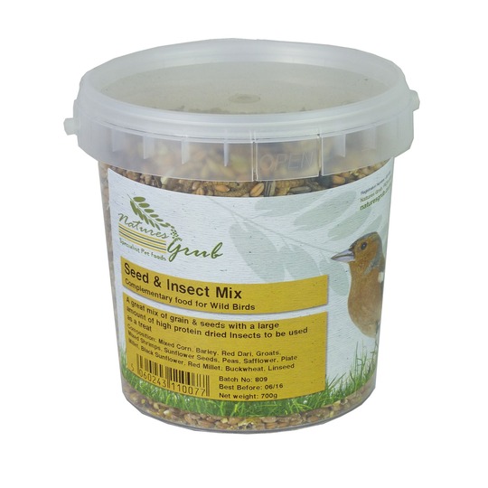 Natures Grub Seed & Insect Mix. Zaden, insecten & schaaldieren, traktatie voor elke vogel.