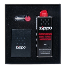 Zippo aansteker brushed chrome - Gift set