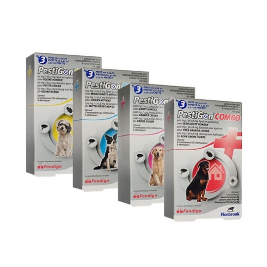 Norbrook Pestigon Combo Hond Spot-On. --- Tegen luizen, vlooien en teken op honden. Met Fipronil.