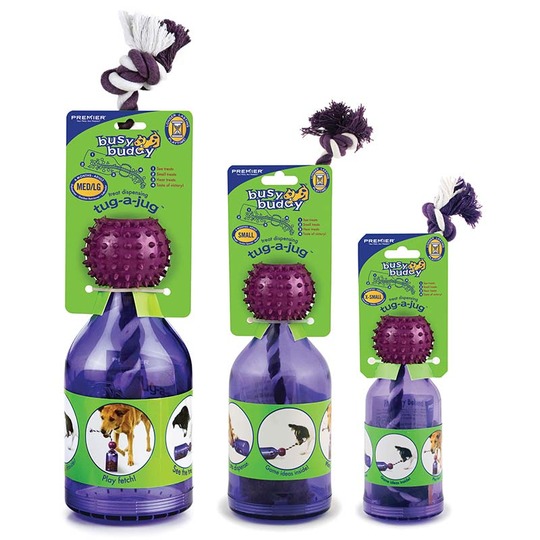 Busy Buddy® Tug-a-Jug. Prikkeld de zintuigen ruiken, zien & horen, in 3 maten !