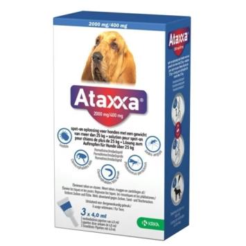 Krka Ataxxa Spot-On Hond 3 pip. --- Behandeling en de preventie van een vlooienbesmetting bij honden.