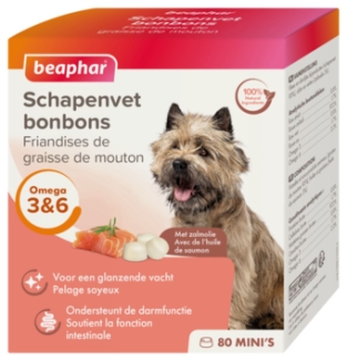 Beaphar Schapenvet Bonbons. Rijk aan vitaminen, mineralen en sporenelementen, voor huid & vacht