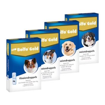 Bolfo Gold Hond. -- Anti-vlooienmiddel in spot-on, voor kleine & grote honden, in 2 & 4 pipetten.