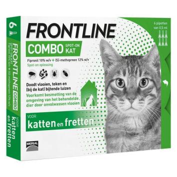 Frontline Combo Katten en Fretten -- Spot On vloeistof tegen vlooien, teken en bijtende luizen bij katten.