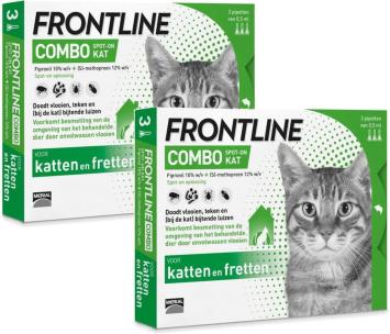 Frontline Combo Katten en Fretten -- Spot On vloeistof tegen vlooien, teken en bijtende luizen bij katten.