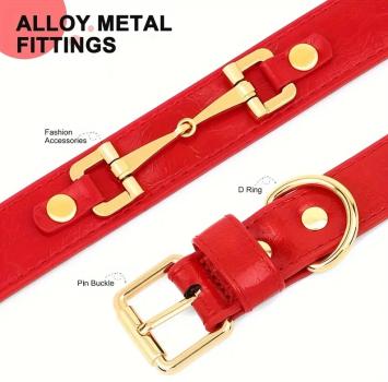 Dog Collar Bit. --- beautiful collar in PU leather with horse bit, 4 colors and 2 sizes.