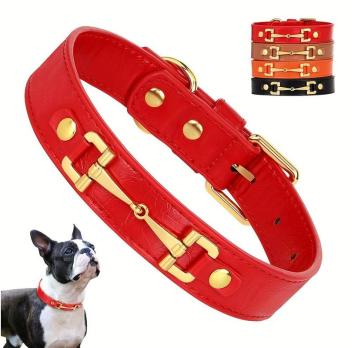 Dog Collar Bit. --- beautiful collar in PU leather with horse bit, 4 colors and 2 sizes.