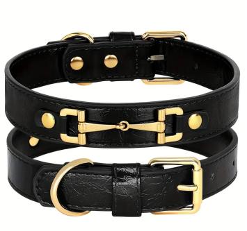 Dog Collar Bit. --- beautiful collar in PU leather with horse bit, 4 colors and 2 sizes.