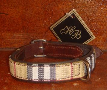 HB Halsband Schotse Ruit Bruin --- Klassieke lederen halsband met prachtige Schotse ruitmotief.