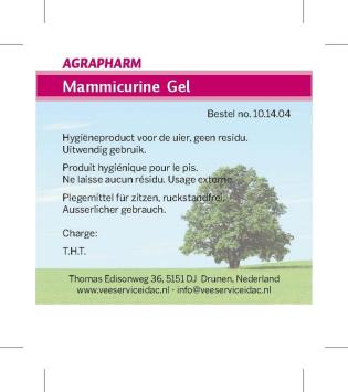 Agrapharm Mammicurine GEL 50st.  --- To combat Mastitis without waiting time for meat and milk.