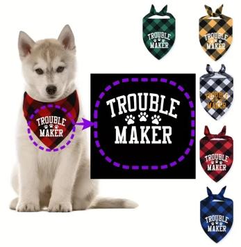 Troublemaker Bandana for Dogs. --- Super cute, in 5 colors and 3 sizes.