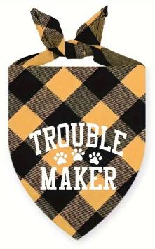 Troublemaker Bandana for Dogs. --- Super cute, in 5 colors and 3 sizes.