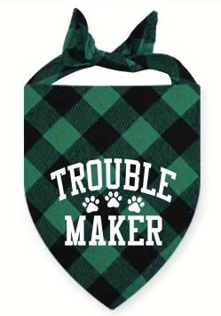 Troublemaker Bandana for Dogs. --- Super cute, in 5 colors and 3 sizes.