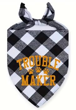 Troublemaker Bandana for Dogs. --- Super cute, in 5 colors and 3 sizes.